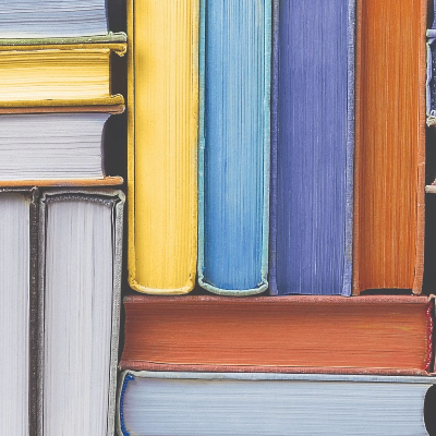 A stack of colorful books